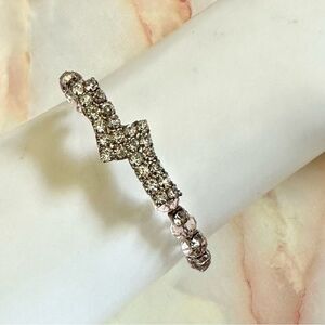 Rhinestone silver tone pink beaded adjustable bracelet